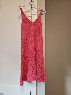Ellison Pink Crochet Knit Maxi Dress